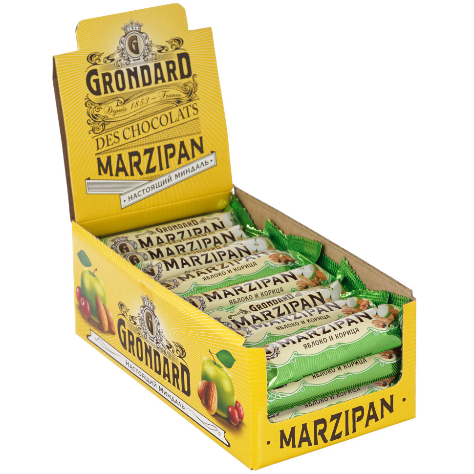  TM Grondard     (9388) Батончики глазированные Марципановые Яблоко-Корица, (24шт по 50г)     в Лиски
