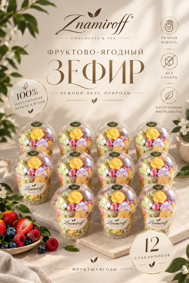  Зефир в стаканчиках без сахара(коробка 12шт по 100гр) в Лиски